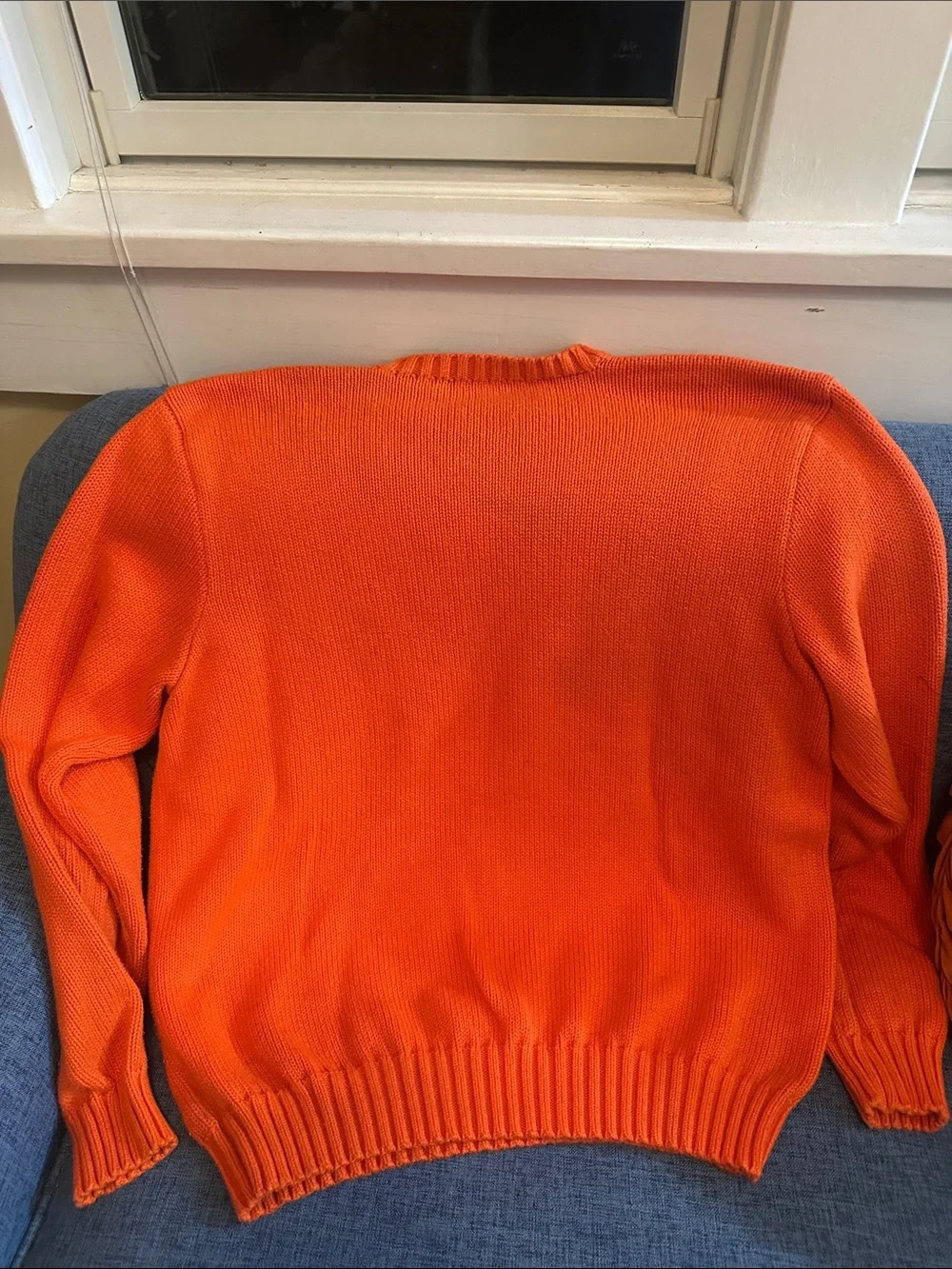 Polo by Ralph Lauren Bright Orange Crewneck Sweater with Green Pony